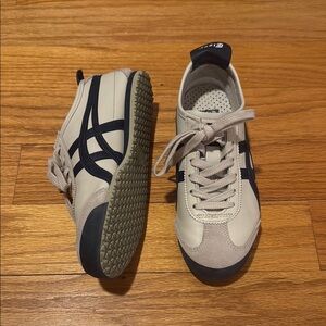 Onitsuka Tiger by Asics Cream and Black Sneakers Retro Design